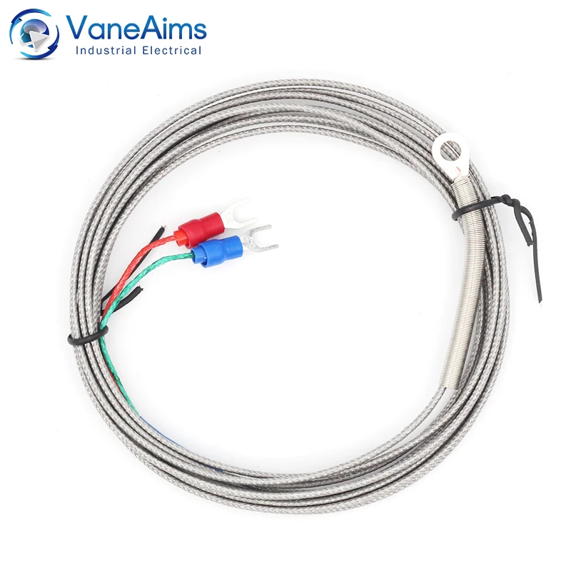 5Mm Gatenser Thermokoppel Vaneoims Type K J Pt100 Temperatuursensor 0.5/1/2/3M Gevlochten Kabel Voor Temperatuurregelaar