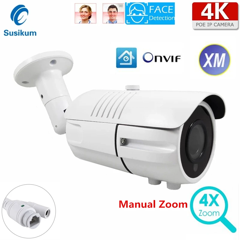 video surveillance camera ip ao ar livre 2812 mm lente protecao de seguranca 4k bala rede cctv camera visao noturna xmeye app 8mp 01