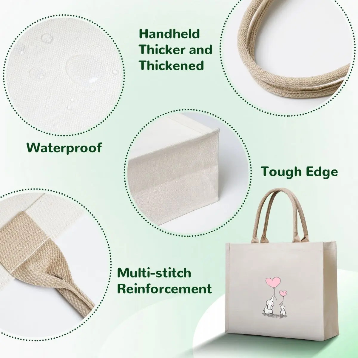 Elephant Mom and junior holding balloons Tote Bag bag luxury women eco pack Canvas bag reusable shopping bags