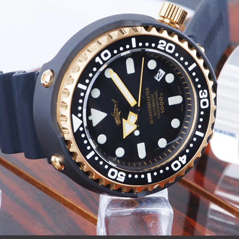 HEIMDALLR Sharkey Diver Watch Men 1000M Water Resistance PVD Coated Case Luminous Dial NH35 Automatic Movement Luxury Brand