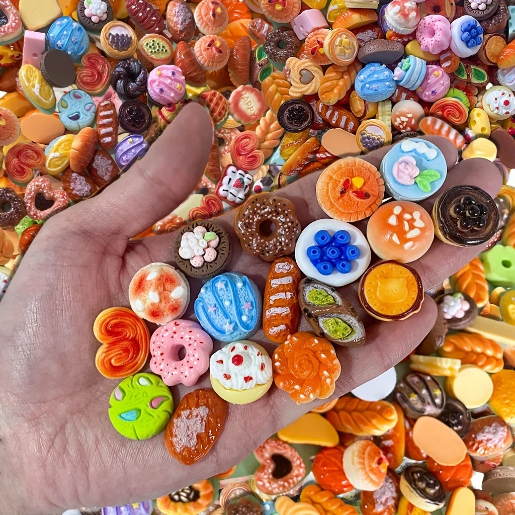 10/30pcs Miniature Food and Dessert Statue Set, Small-Scale Resin Decorations in Assorted Styles, Accessories, Kitchen Decor
