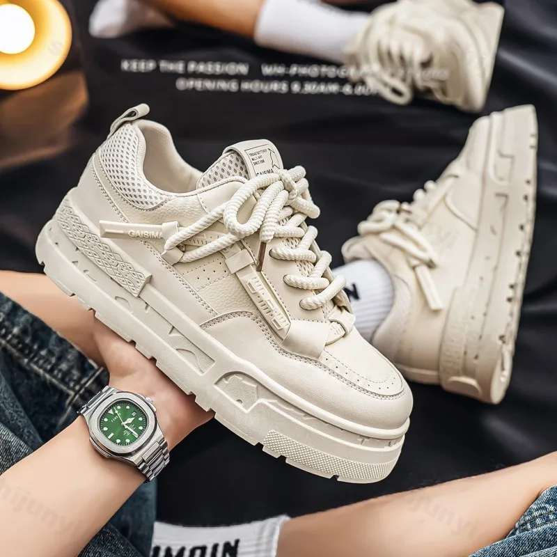 

Concise Solid Low Top Thick Soled Casual Sports Shoes Fro Men 2025 Autumn Fashion Versatile Comfortable Non Slip Chunky Sneakers