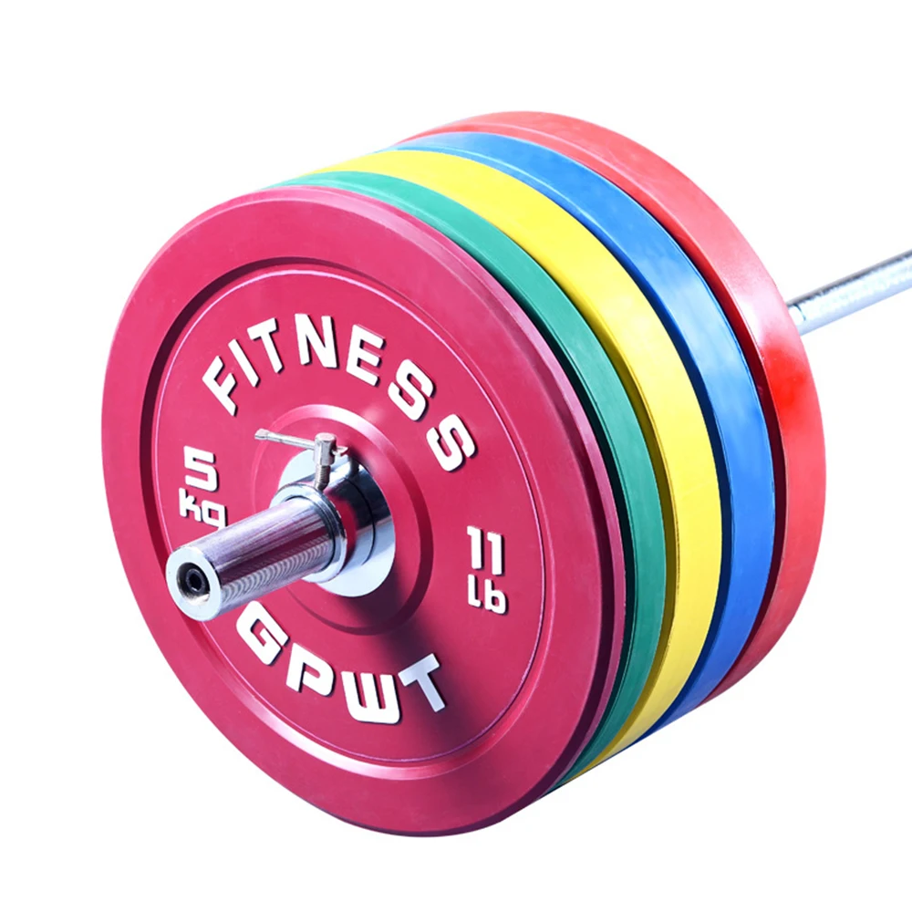 Colorful Full Rubber Barbell Plate, Large Hole Weightlifting Barbell, Household Barbell