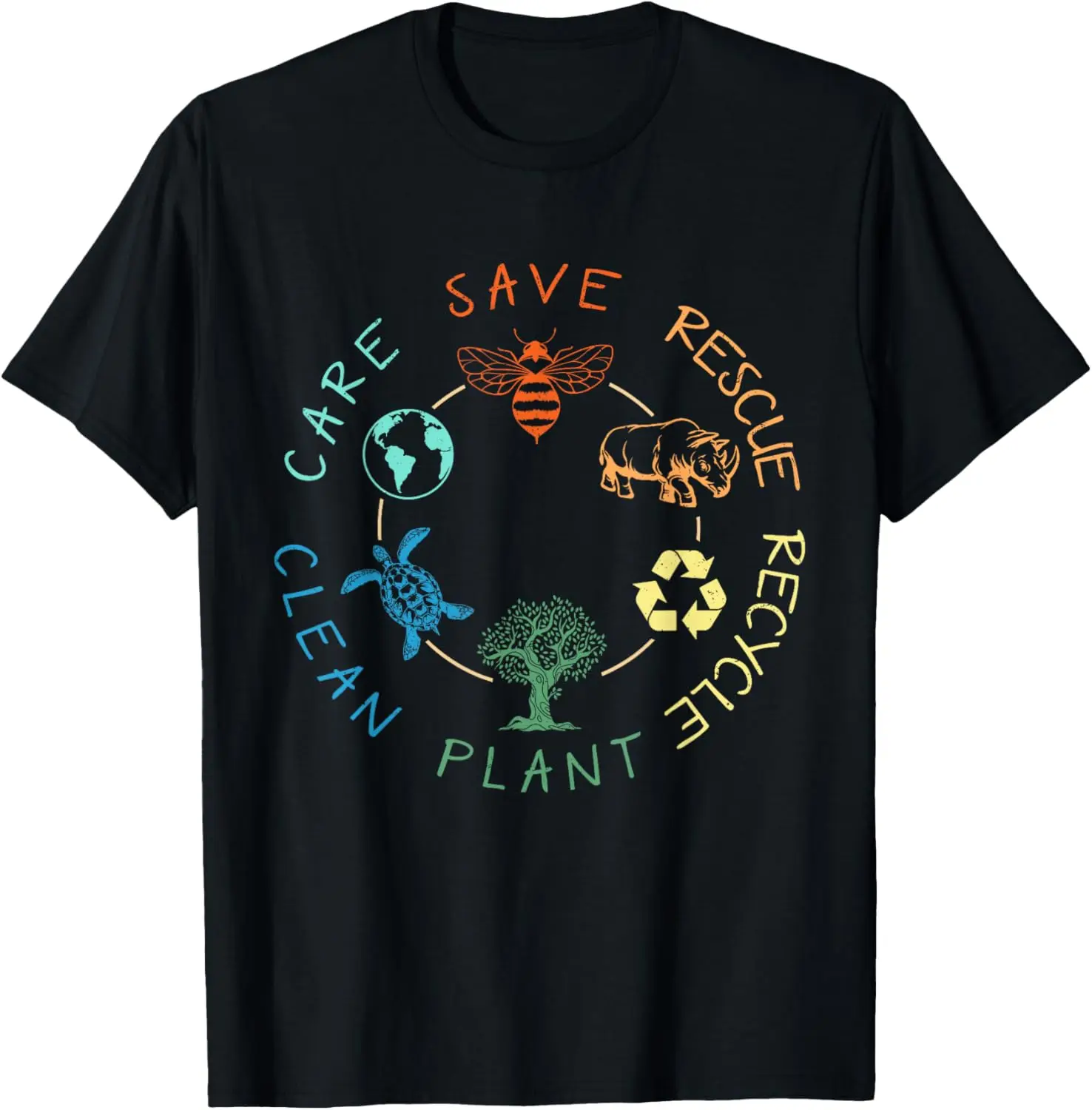 Save Bees Rescue Animals Recycle Plastic Earth Day T-Shirt Custom Printed Graphic T Shirts Mens Clothing  funny shirt Camiseta