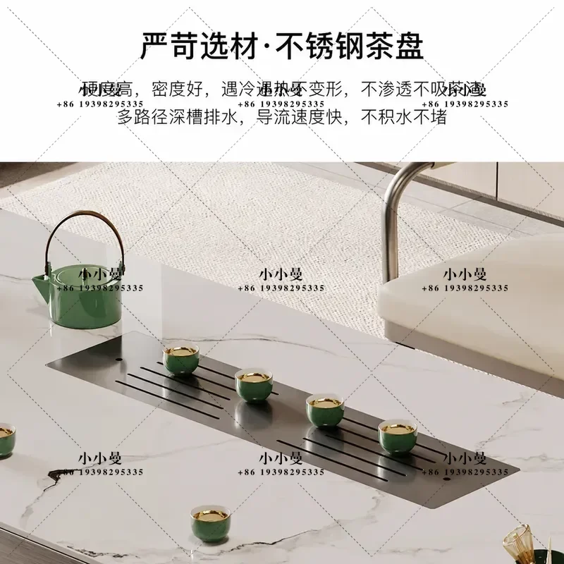 New Chinese Style Tea Table Simple Modern Rock Slab Acrylic Suspended Foot Tea Tray Integrated Electrical Appliances Guest