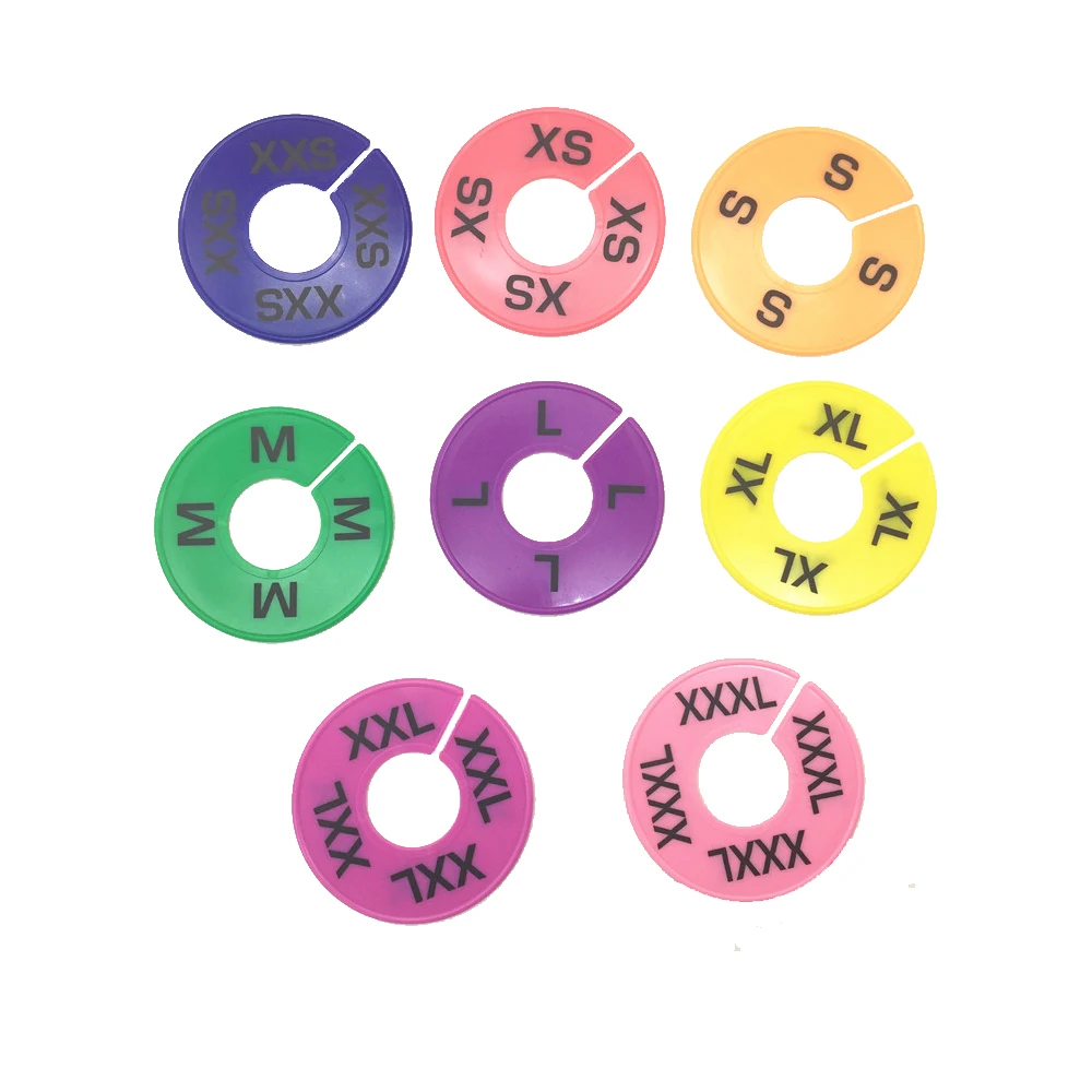 10 pcs/Bag Round Plastic Clothing Rack Size Dividers Closet Dividers Garment Tags Size Marking Ring  XXS  /XXL/ XXXL