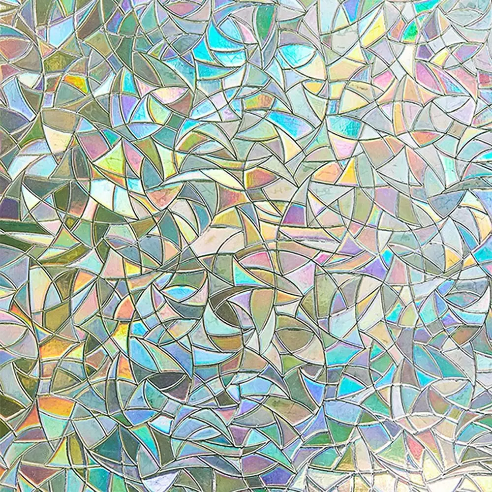 Window Privacy Film Decorative Stained Glass Stickers Rainbow Cling Holographic Covering Prism No Glue Frosted Anti-UV