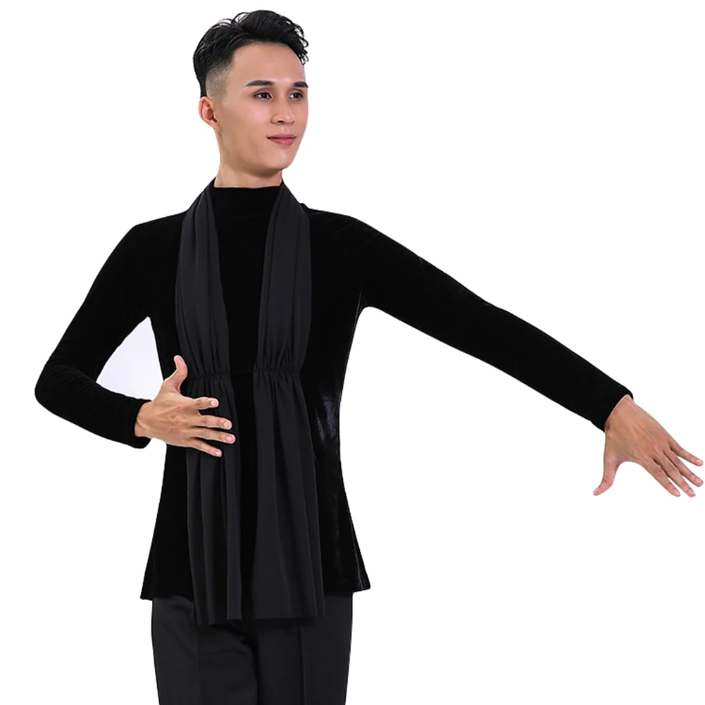 Latin Dance Shirts Männer Polyester Langen Ärmeln Hohe Kragen Praxis Tops Männlich Ballsaal Cha Samba Tanzen Kleidung Dancewear