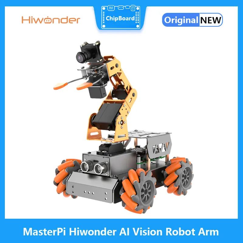 MasterPi Hiwonder AI Vision Robot Arm with Mecanum Wheels Car Powered by Raspberry Pi Open Source Robot Car