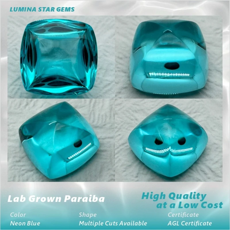 

lab Grown Paraiba Gemstone for DIY Jewelry Making Sugar Tower Shape Inlay Ring Necklace AGL Certificate lab Created Paraiba