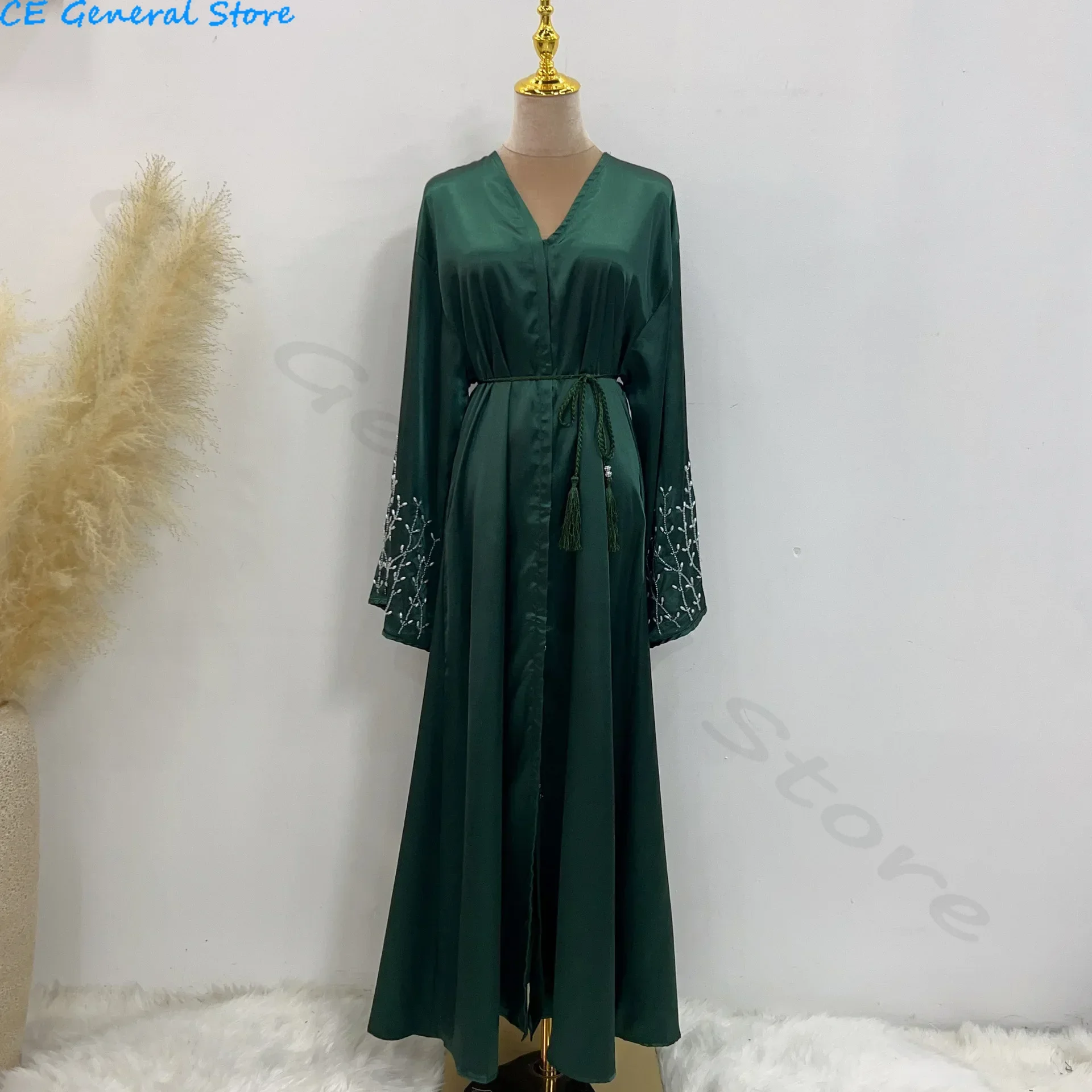 Letnia otwierana Abaya Kimono Dubai Party Kaftan solidna moda muzułmańska sukienka hidżabu Abayas dla kobiet indyk Islam skromny strój