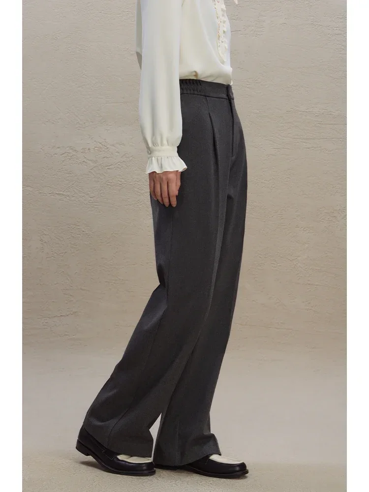 ZIQIAO Petite High Waisted Straight Tube Floor Mop Pants For Women New Autumn Winter 2023 Draped Crotch Casual Long Pants