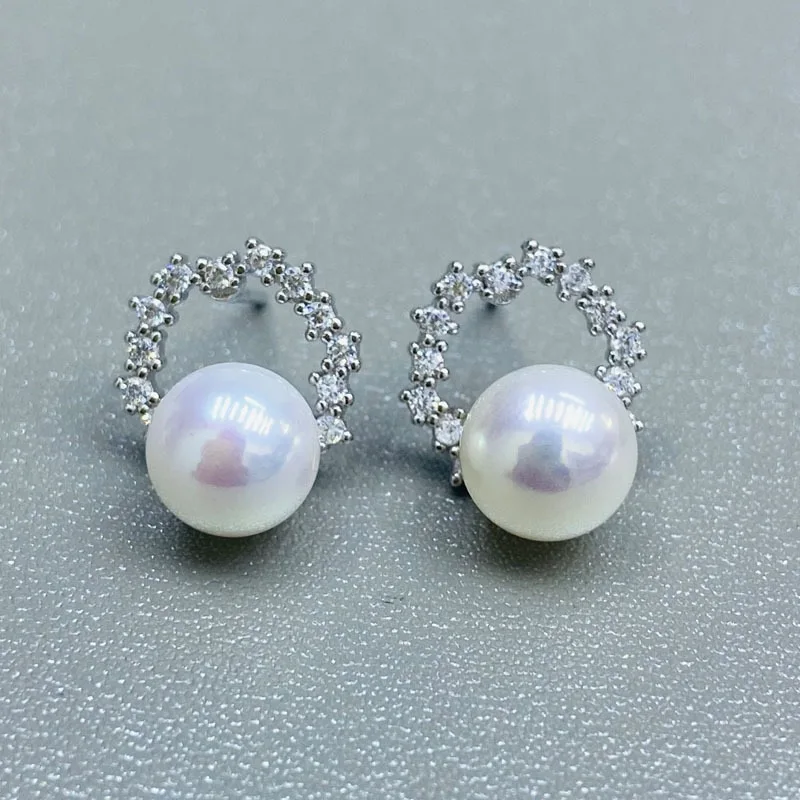 Pearl White Earrings AAAA 7-8mm Women Pearl S925 Earring Banquet Fashion Accessories A-072903