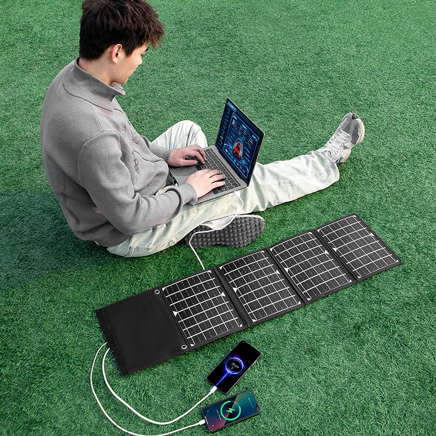 

Solar charging panel, fast charging 30WUSB outdoor charger, monocrystalline silicon photovoltaic panel