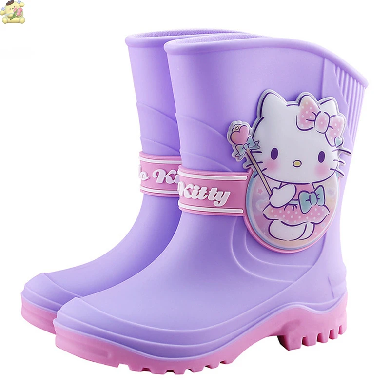 Sanrio Kawaii Hello Kitty Children's Rain Boots Cartoon Outdoor Non-slip Rubber Shoes Four Seasons Cute Rain Boots for Children