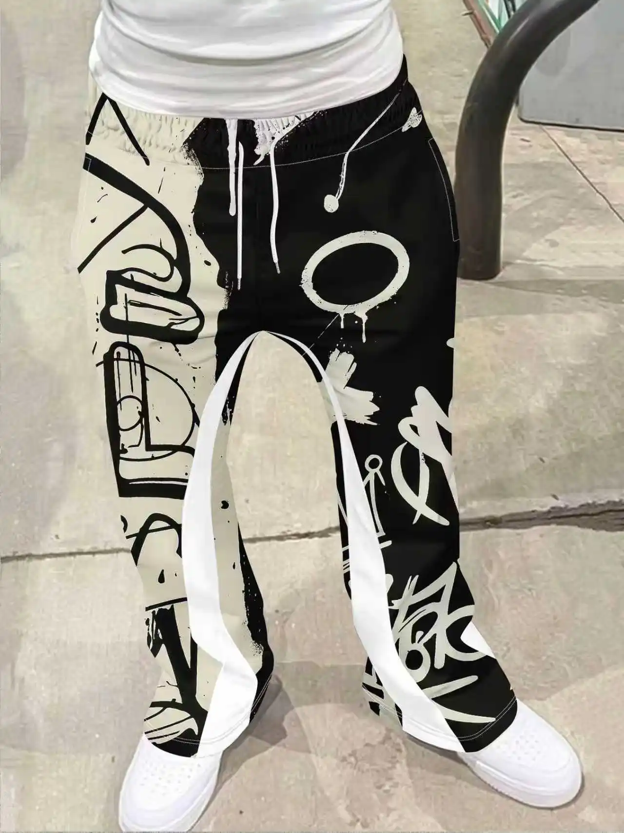 

Y2k Flared Pants Streetwear Hip Hop Vintage Pants Men Loose 3D Print Trousers Casual Sweatpants Mid Waist Sporty Female Clothes