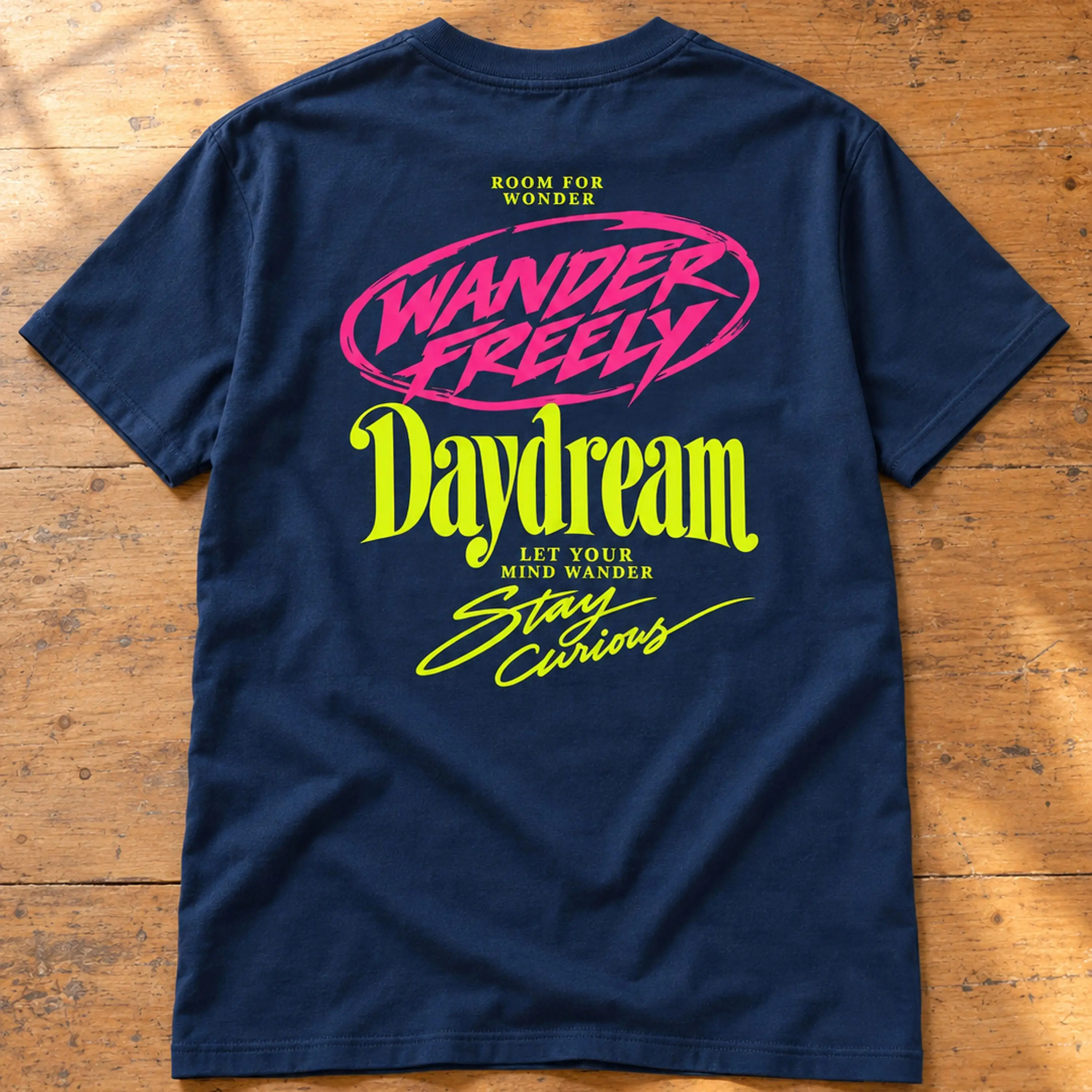 Daydream Wander Freely Graphic T-Shirt, Navy Blue
