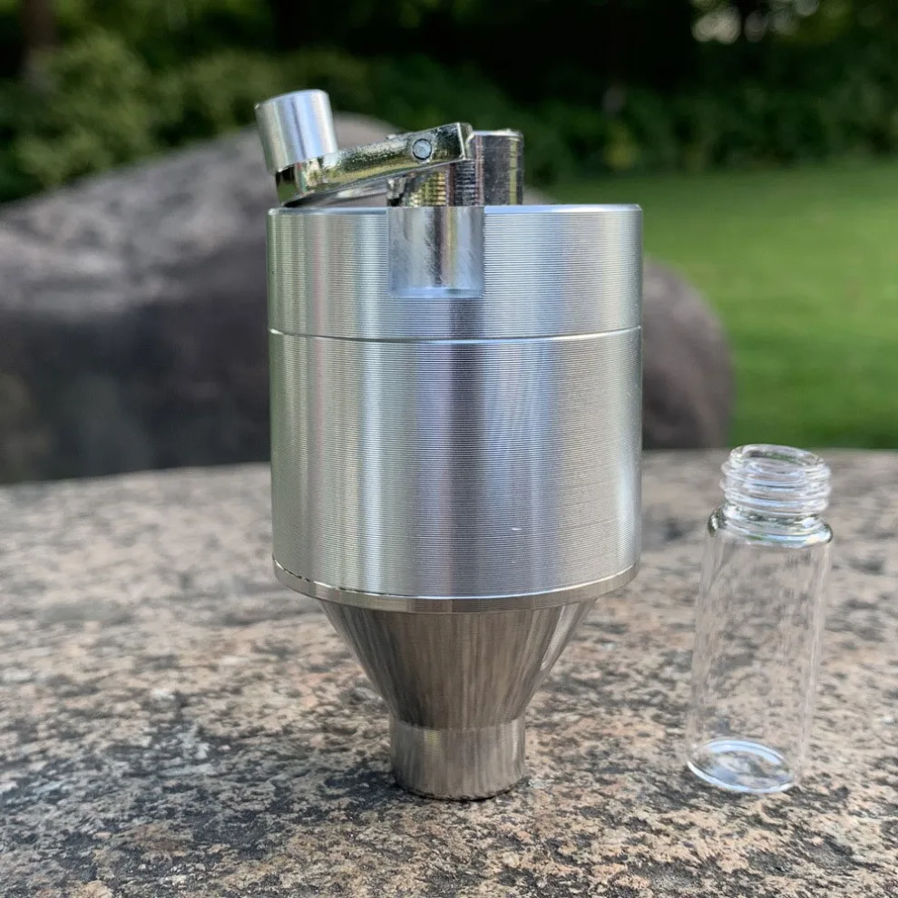 Metal Hand Grass Grinder with Funnel & Glass Bottle 44mm 56mm Spice Pepper Mill for Tobacco Herbal Powder Smoking Accessories