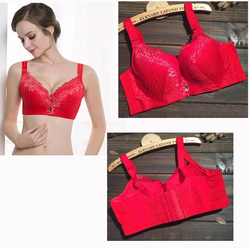 Classic red lace bra top women\'s underwear active support push up bralette LARGE 80C 85D 90D 95D 100D 105D 110D 115D 120D C3313