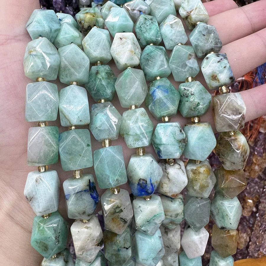 Natural Phoenix Lapis Lazuli Conformal Section Lrregular Faceted Loose For Jewelry Making DIY Necklace Bracelet 15'' 10-15mm