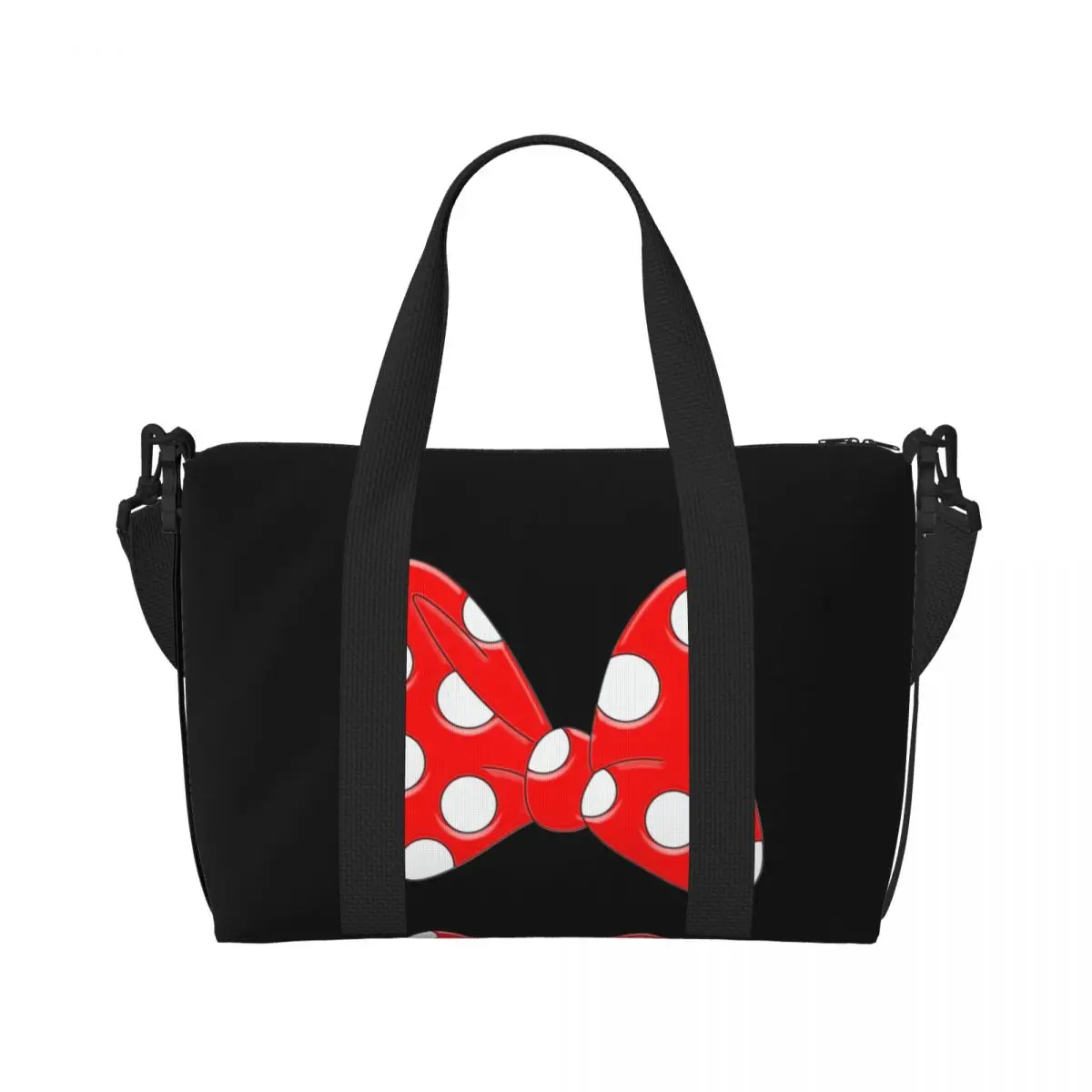 Tas Tote pantai Anime Minnie Mouse kustom untuk wanita kompartemen besar tas perjalanan pantai Gym