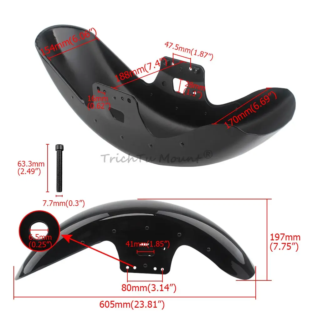 1 Pcs Front Fender With Bolts Fits For Harley Touring 14-Later Equipped With 17
