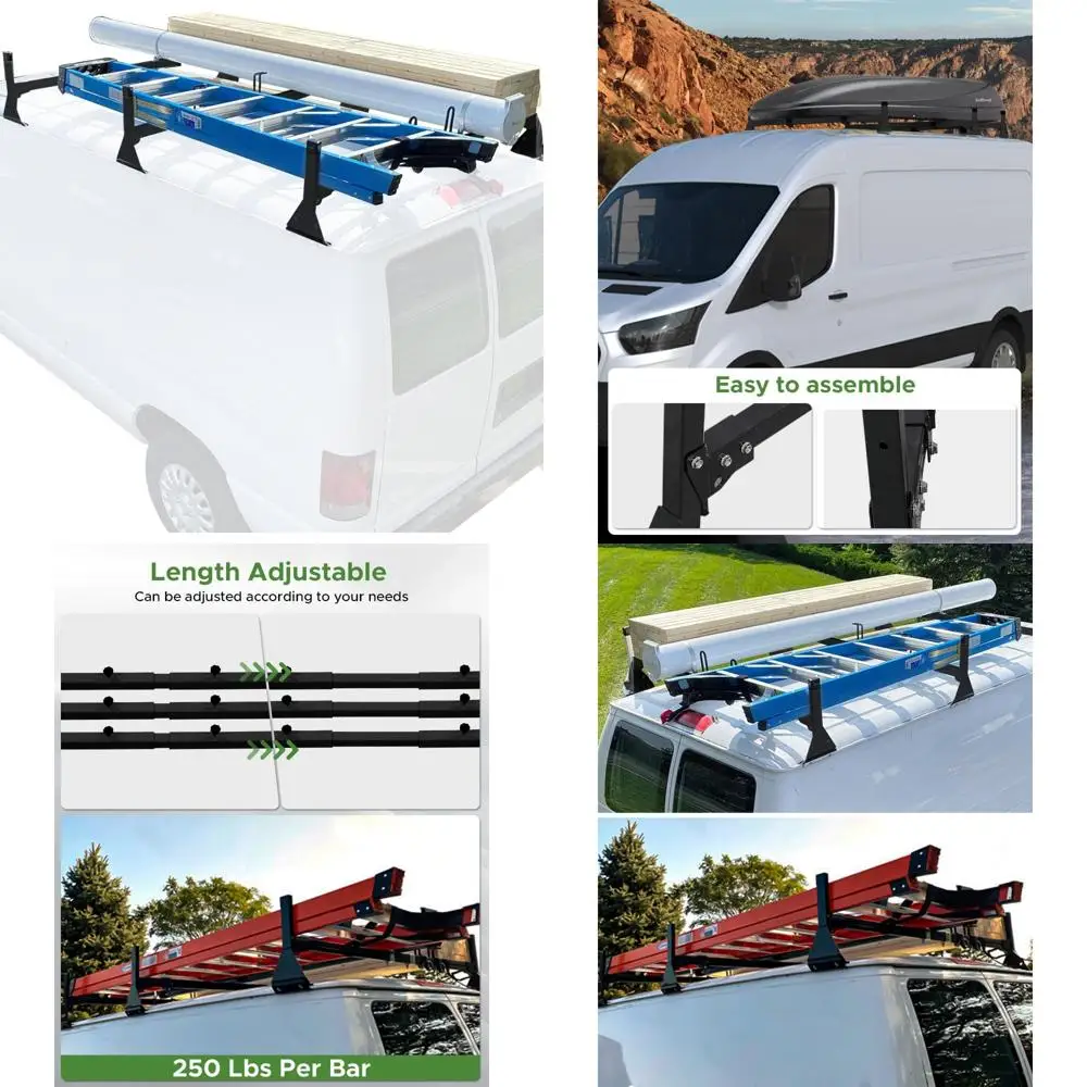 حامل سلم رف سقف فان متوافق مع فورد إكونولين E150 E250 E350 1992-2015 وشيفروليه إكسبريس 1500 2500 3500 Long-T
