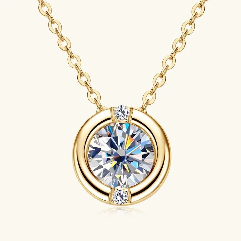 

D 925 1ct Moissanite Bubble Necklace Sterling Silver Plated 18k White Gold Adjustable Chain Fashion Sparkling Pendant For Women
