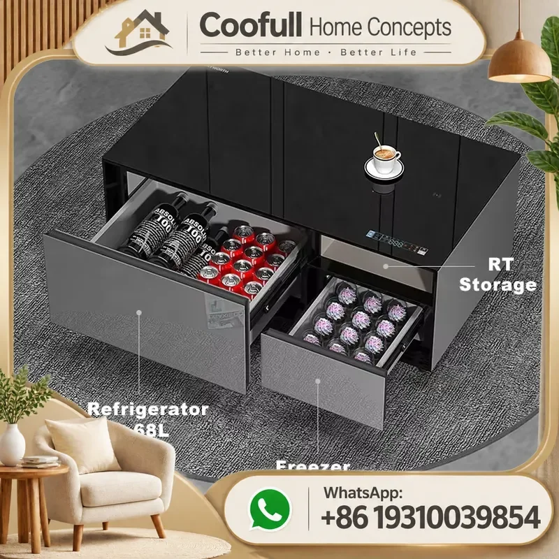 Smart Coffee Table Fridge With Wireless Charging Built In Speaker Cooling Center For Living Room Home Office Furniture
