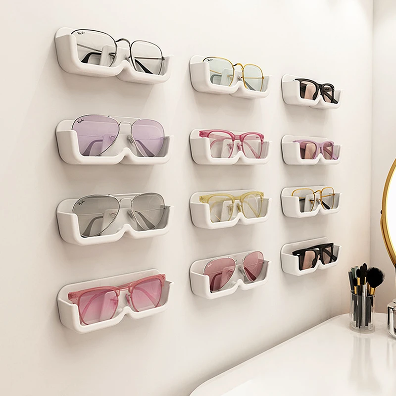 1pc Wall-Mounted Glasses Holder Plastic Bathroom Bedside Anti-pressure Sunglasses Nearsightedness Frame Display Rack