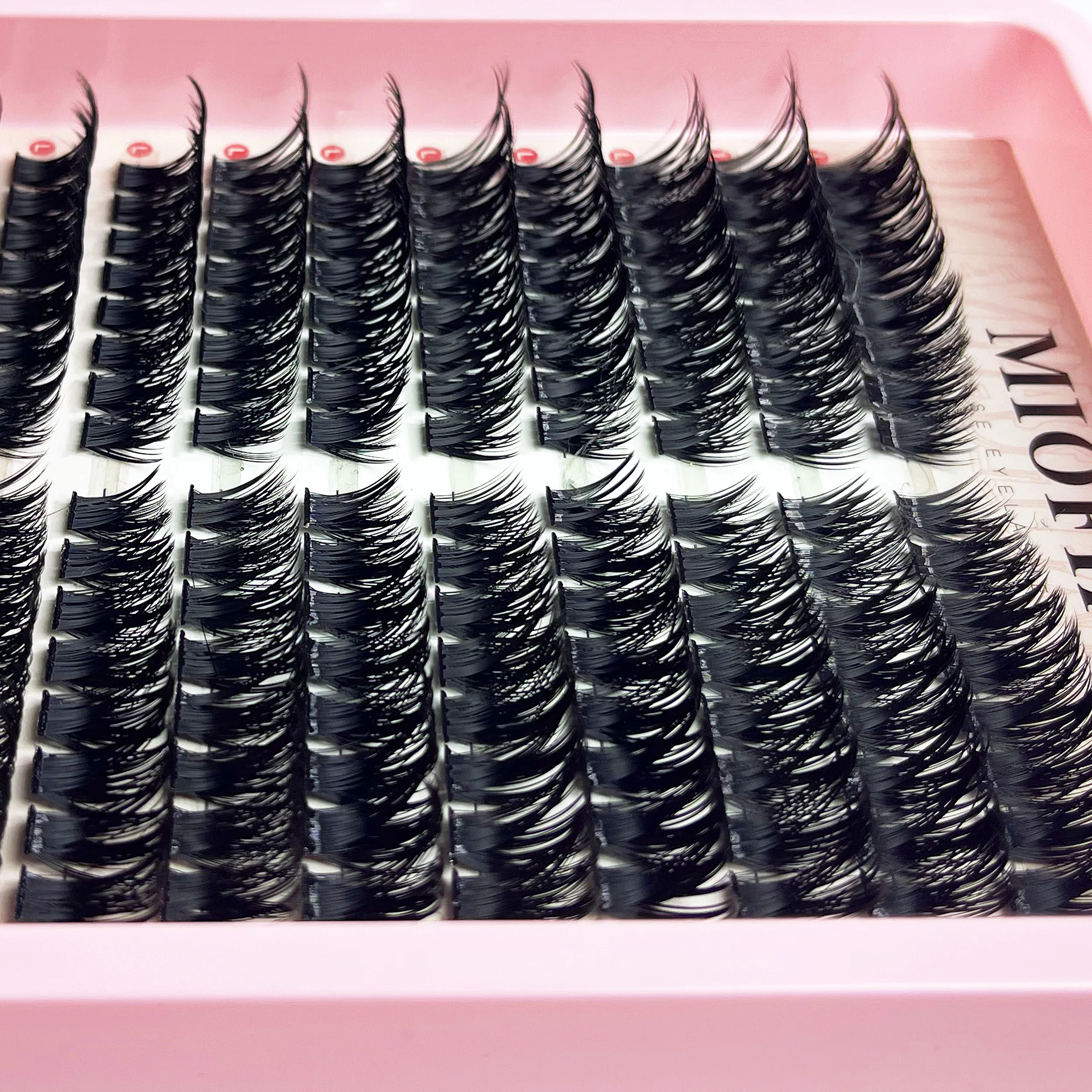 MIOFIA 100D Wimpernbüschel 3D Faux Mink Wimpern Flauschige Einzelwimpern Volumenwimpern Katzenaugen-Wimpern Natürliche Wimpernverlängerung Make-up – Detail 6