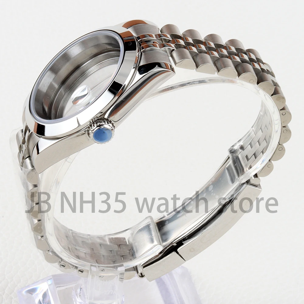 36mm/39mm NH35 Case Silver Soild Stainless steel Sapphire Glass Waterproof Watch Cases for Datejust NH35 NH36 Automatic Movement image 5