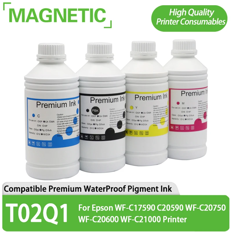 

T8581 T8871 T02Q1 T02S1 T02Y1 Premium WaterProof Pigment Ink For Epson WF-C17590 C20590 WF-C20750 WF-C20600 WF-C21000 Printer