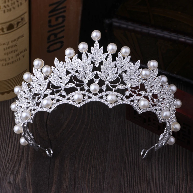 

2019 New Fashion Wedding Crystal Pearl Crowns Rhinestone Tiara Brides Hairband