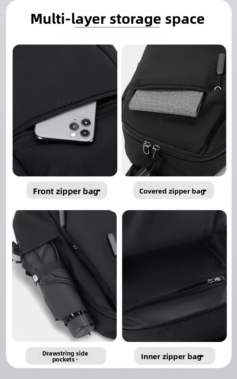 New Men's Chest Bag, Casual Crossbody Bag, Water-resistant Multi-functional Single-shoulder Bag, Large-capacity Crossbody Bag