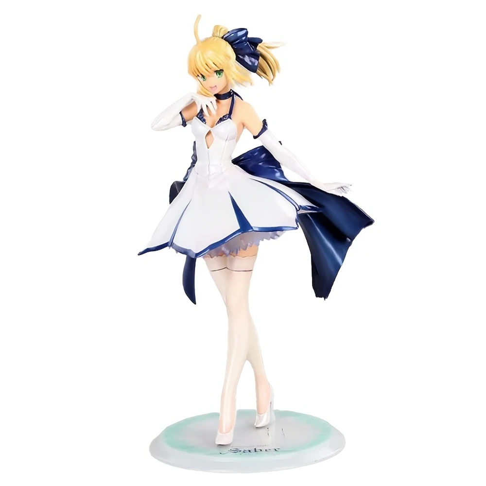 24CM Anime Fate/Stay Night Unlimited Blade Works Altria Pendragon Saber Figure Type Wedding Dress Ver  1/7 Model Toy Doll Figure