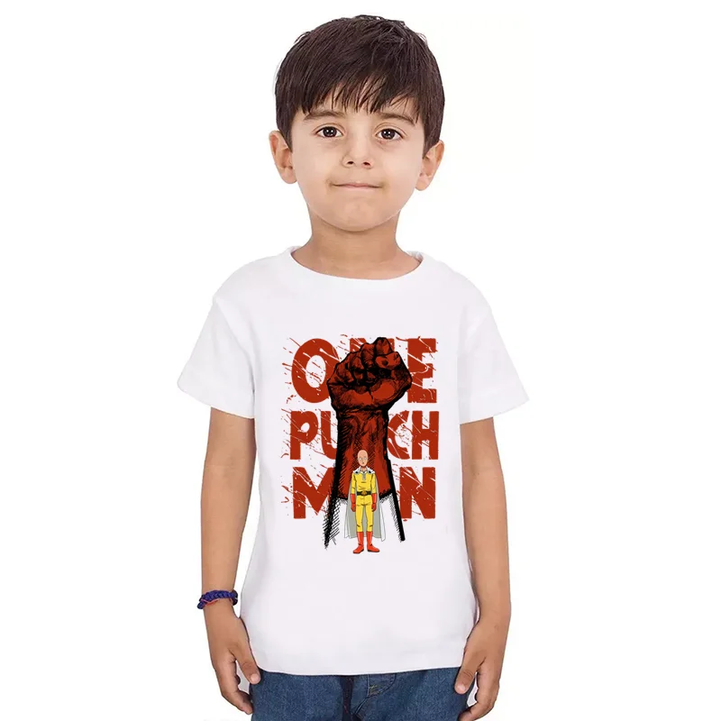 Anime One Punch Man Hero Saitama Oppai Print Cartoon Kids T-shirt Summer Girls Clothes Baby Boys T shirt Children's Clothing