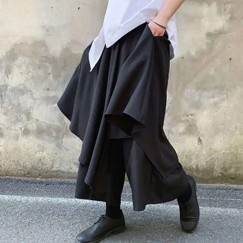 Harem Larga Outono Irregular Pants Patchwork Culottes Calças Homens Perna Dança Hip Hop Corredores Mulheres Haruku Japo