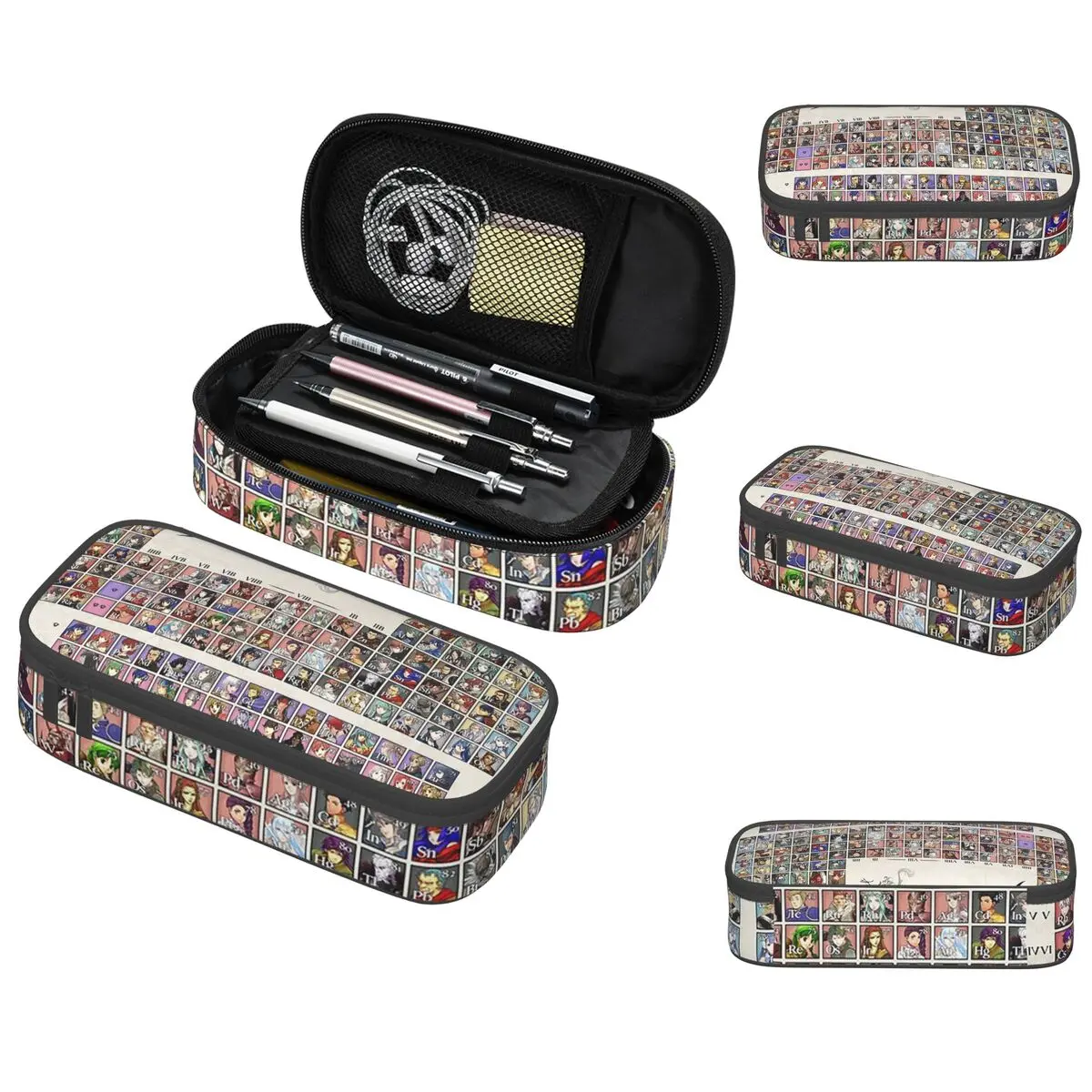 Periodic Table Fire Emblem Pencil Case for Boy Girl School Pen Box Pencil Bag Stationery Supplies Pen Holder Bag