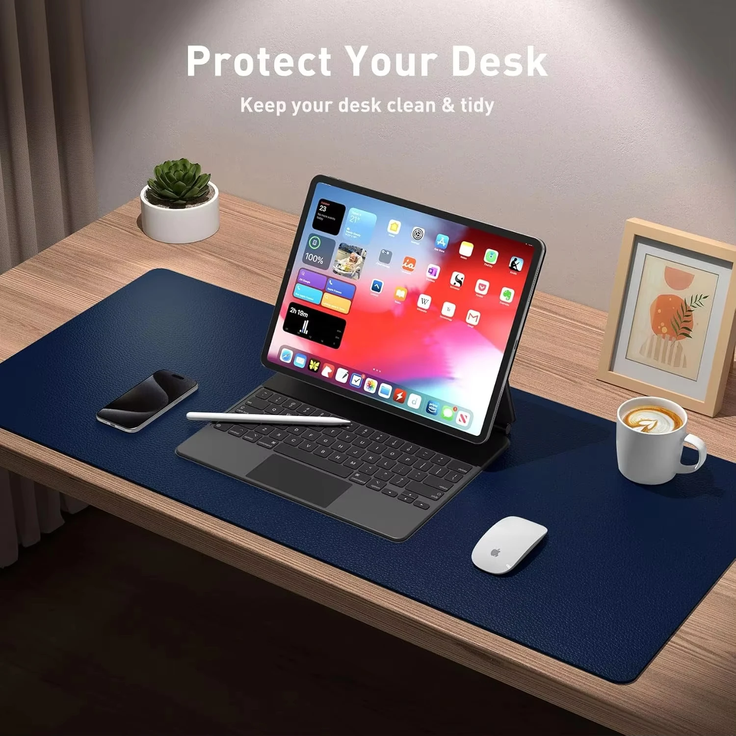 Solid Color PU Leather Mouse Pad Large Office Desk Mat Waterproof Desktop Keyboard Desk Pad Gaming Mousepad Desk Writing Pad