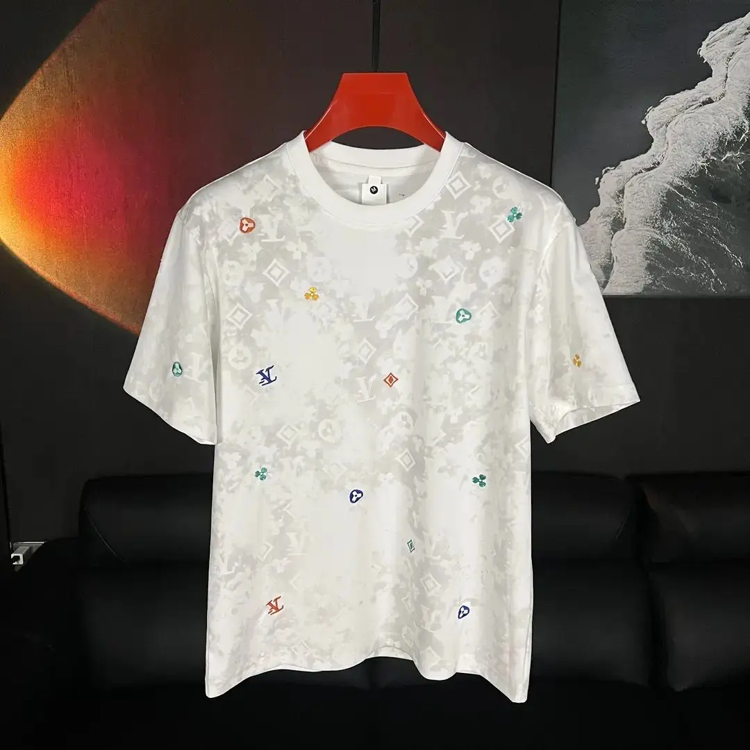 Summer New Men's Embroidered Short Sleeve T-Shirt Casual Loose Versatile Top