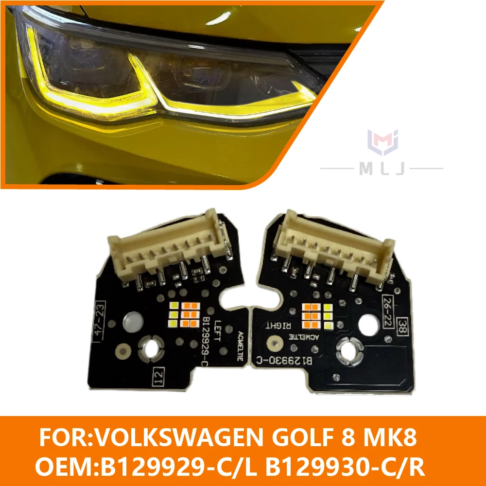 

FOR VOLKSWAGEN GOLF 8 MK8 OEM B129929-C/L B129930-C/R DRL LED Daytime Running Lights Board Angel Eyes Chip Turn Signal Yellow