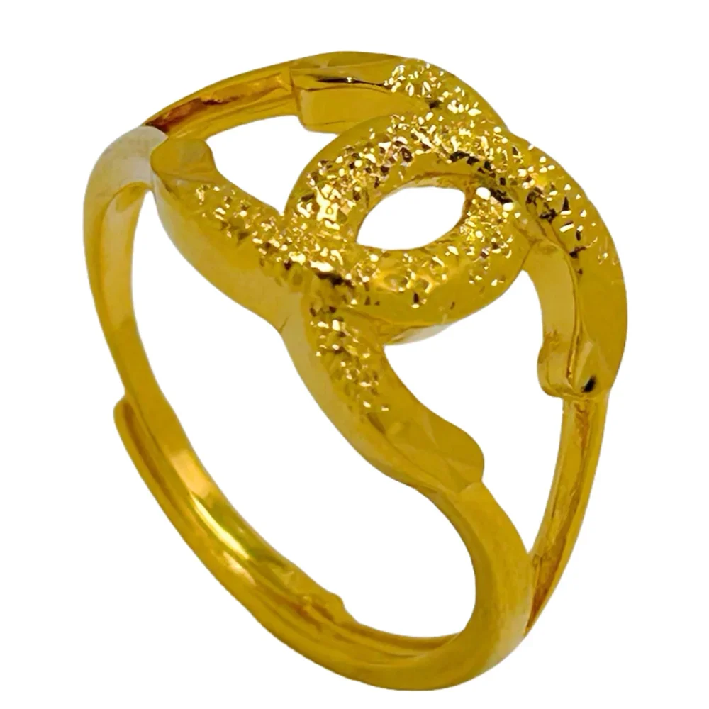 Engagement Rings for Women 24K Gold Plated Bowknot Flower Finger Ring Adjustable Anillos Wedding Band Luxury Dubai Gold Jewelry