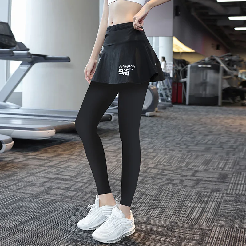 Sports Skirt Women Fake Two Piece Tennis Skorts All in One Anti Shine High Waisted Running Quick Dry Fitness Skirt Pant S-XXL