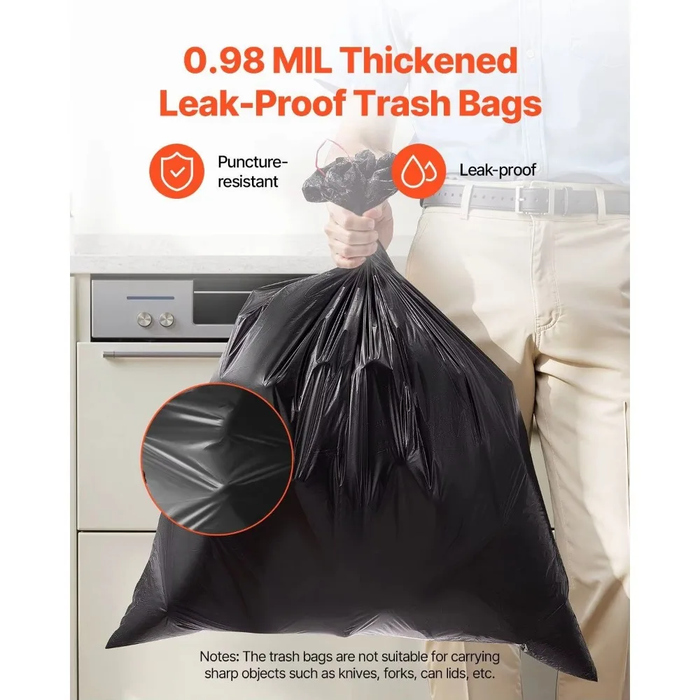 50pcs/set Ultra-thick and Durable 30-gallon Drawstring Garbage Bags, Recyclable Kitchen Trash Cans, Household Essentials