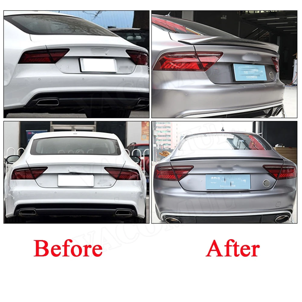 VACOMUL Carbon Fiber Rear Spoiler Trunk Trim Sticker For Audi A7 S7 RS7 2013-2017 Car Boot External Decoration