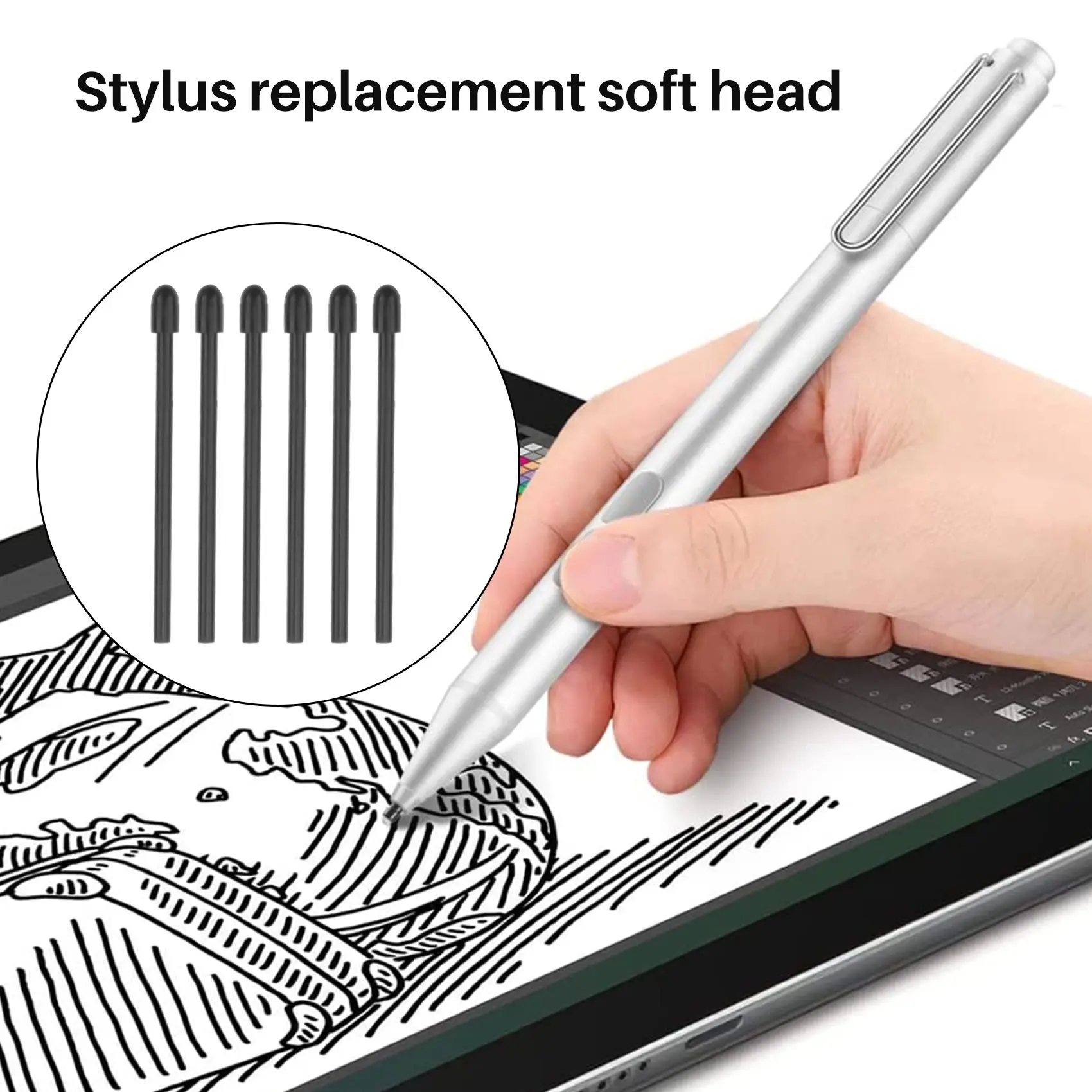 Lot de 20 pointes de remplacement pour 2 stylets marqueurs, souples, noires