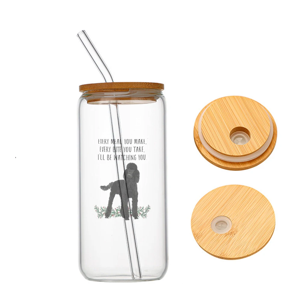 

16oz Funny Standard Poodle Every Meal You Make Every Bite You Take Glass For Heat Resistant High Drinking Cup With Straws Lids