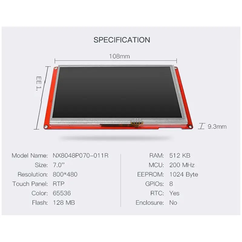 A23G Nextion Smart Series NX8048P070-011R 7.0inch Resistive Touch HMI Display LCD Module Resistive Screen Without Housing