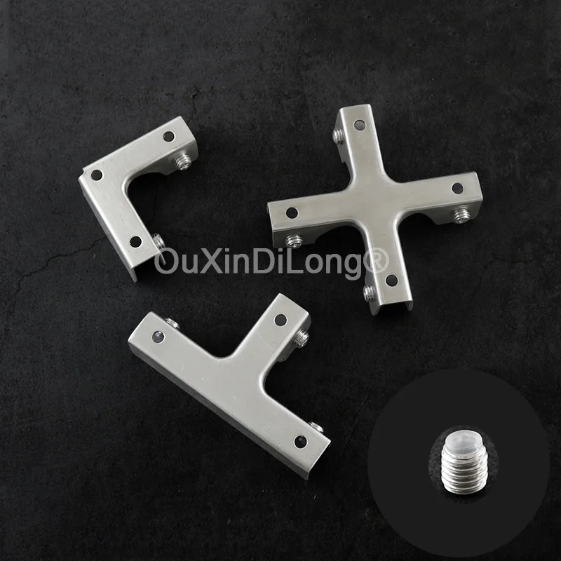 8PCS Stainless Steel Fish Tank Glass Fixing Clip Glass Combination Holder Bracket L Shape/T Shape Sleeve Clamps for 8-12mm FG952